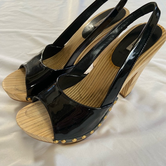 Miu Miu Patent Leather Wood Heels - Picture 4 of 14